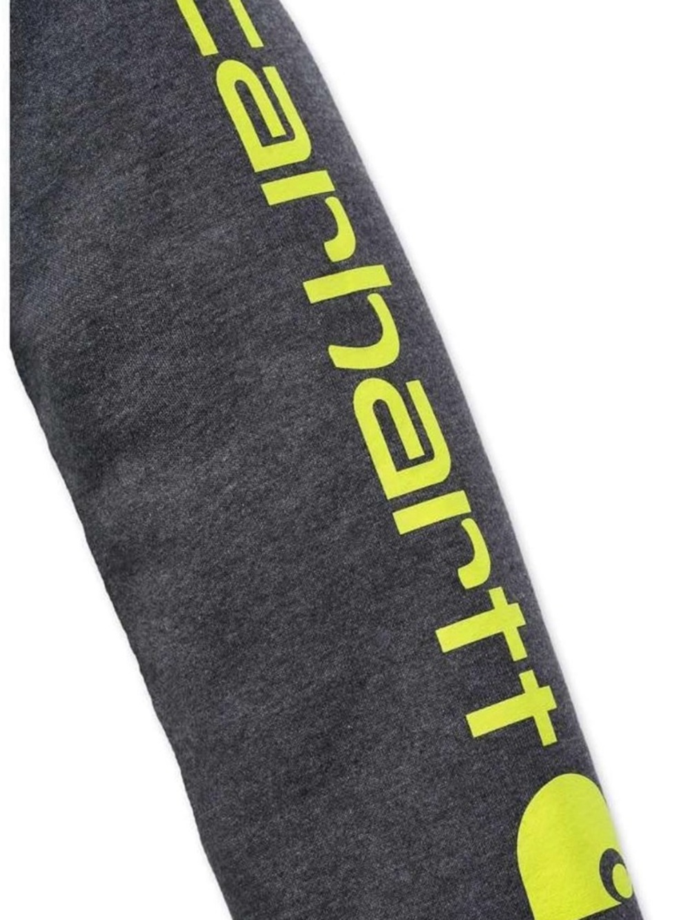 Carhartt Men’s Charcoal Hoodie with Neon Sleeve Logo - Picture 6 of 16
